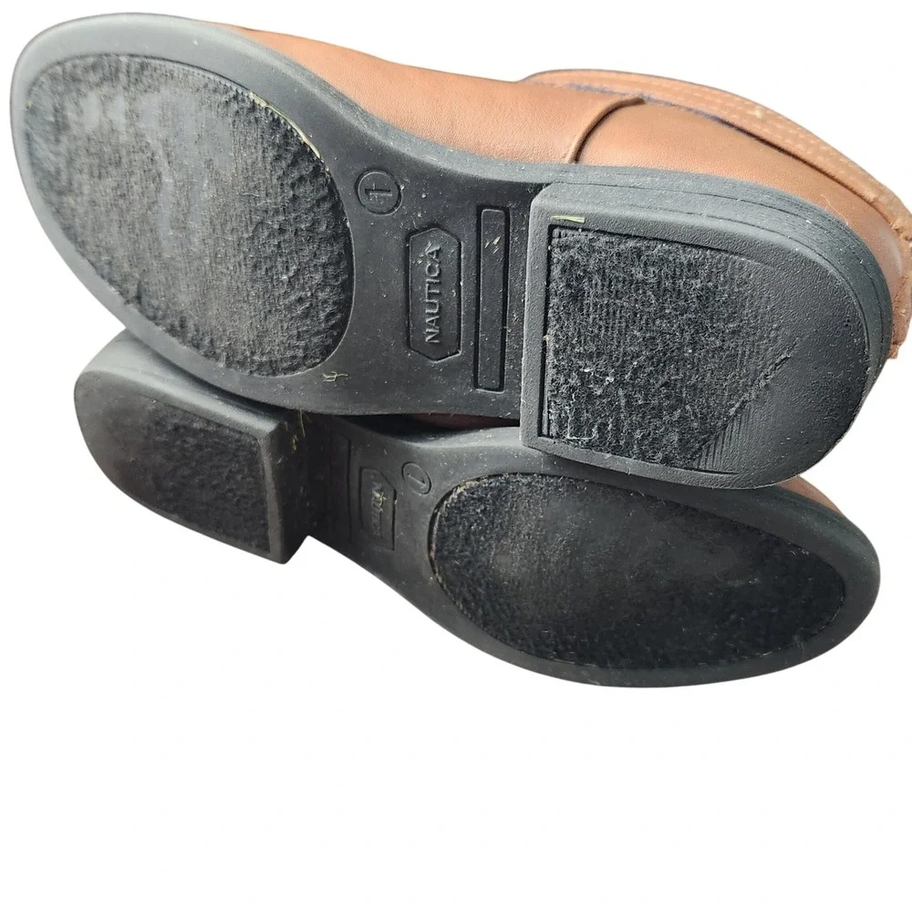 Nautica girls tall boot quilted navy &‎ brown Size 1